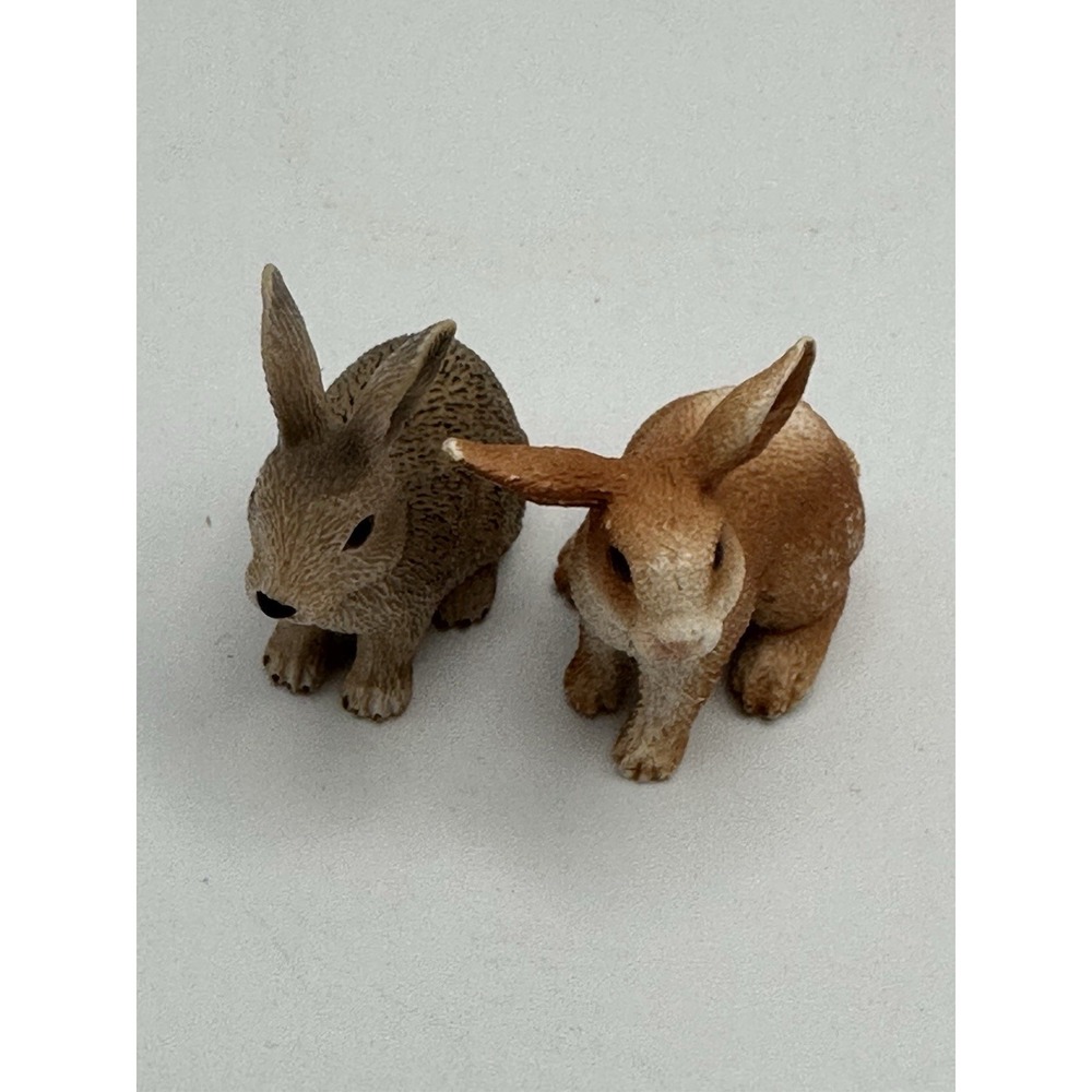 2 Hare Rabbit Bunny Wild Animal Figures Can Bruised As‎ Cake Toppers